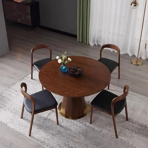 Table à Manger Table Ronde Nordique en Bois Massif, Table à Manger for la Maison, Petit Appartement, Table de négociation, Restaurant, Balcon, Table Basse Tables de Cuisine et de Salle à Manger (Size