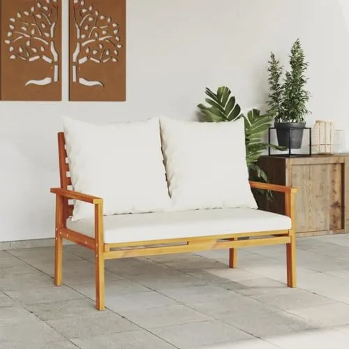 INLIFE Canapé de Jardin 120 cm avec Coussin Bois d'acacia massifMeubles,Mobilier de Jardin,Sièges de Jardin,Bancs de jardin-40.92 lb-Brun-33855