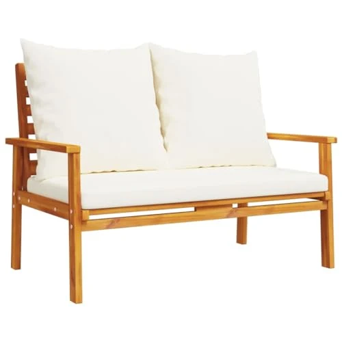 INLIFE Canapé de Jardin 120 cm avec Coussin Bois d'acacia massifMeubles,Mobilier de Jardin,Sièges de Jardin,Bancs de jardin-40.92 lb-Brun-33855
