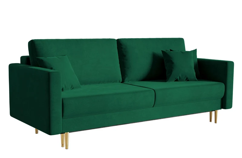 Selsey VALICO - Canapé Convertible - 3 Places - Velours hydrophobe - Vert