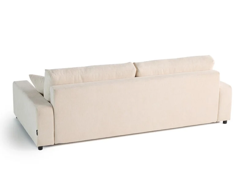 Lisa Design - Pivoine - canapé Droit 3 Places - Convertible avec Coffre - en Velours texturé, Beige
