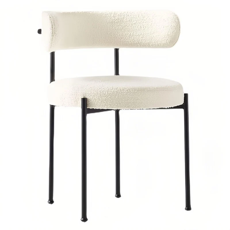 Chaise de Salle à Manger, Chaise de Cuisine du Milieu du siècle, Chaise de Salle à Manger de Cuisine, Dossier incurvé, Chaise de Salle à Manger Ronde tapissée en Bouclette