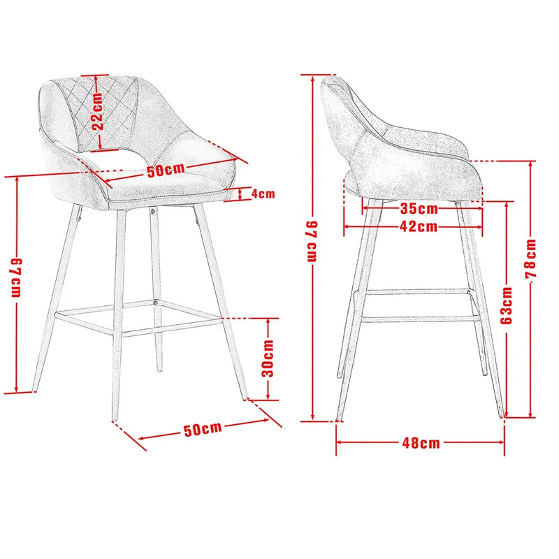 JaHECOME Tabourets de Bar avec Dossier, Accoudoirs et Repose-Pieds,Chaises de Bar Roubourés, Pieds en Métal Chaises pour Salon, Bistrots (2, Jaune)