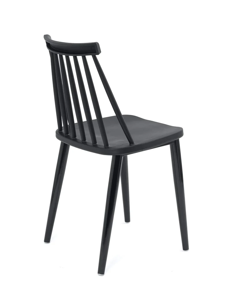 KAYELLES Lot de 2 chaises de Cuisine Noires bistrot café rétro à barreaux, Pieds métal Peint BAO (Noir)