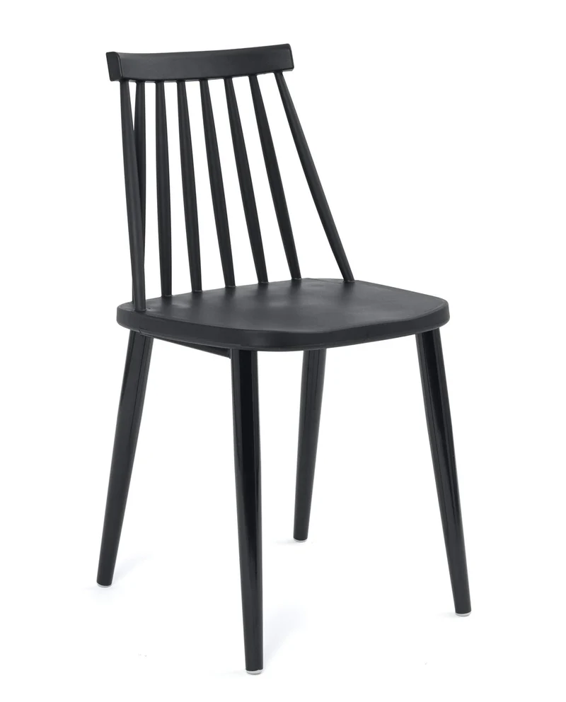 KAYELLES Lot de 2 chaises de Cuisine Noires bistrot café rétro à barreaux, Pieds métal Peint BAO (Noir)
