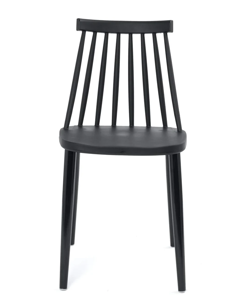 KAYELLES Lot de 2 chaises de Cuisine Noires bistrot café rétro à barreaux, Pieds métal Peint BAO (Noir)
