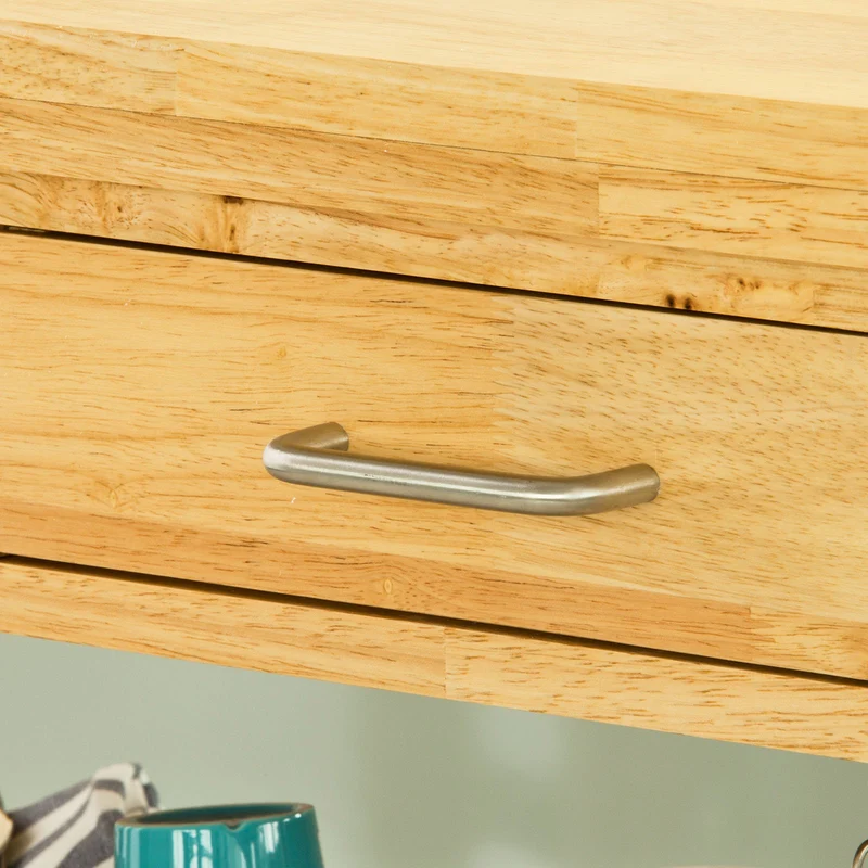 SoBuy Chariot de Cuisine en Bois d'hévéa Kitchen Trolley Desserte roulante avec Deux étagères L80xP40xH90cm, FKW24-N
