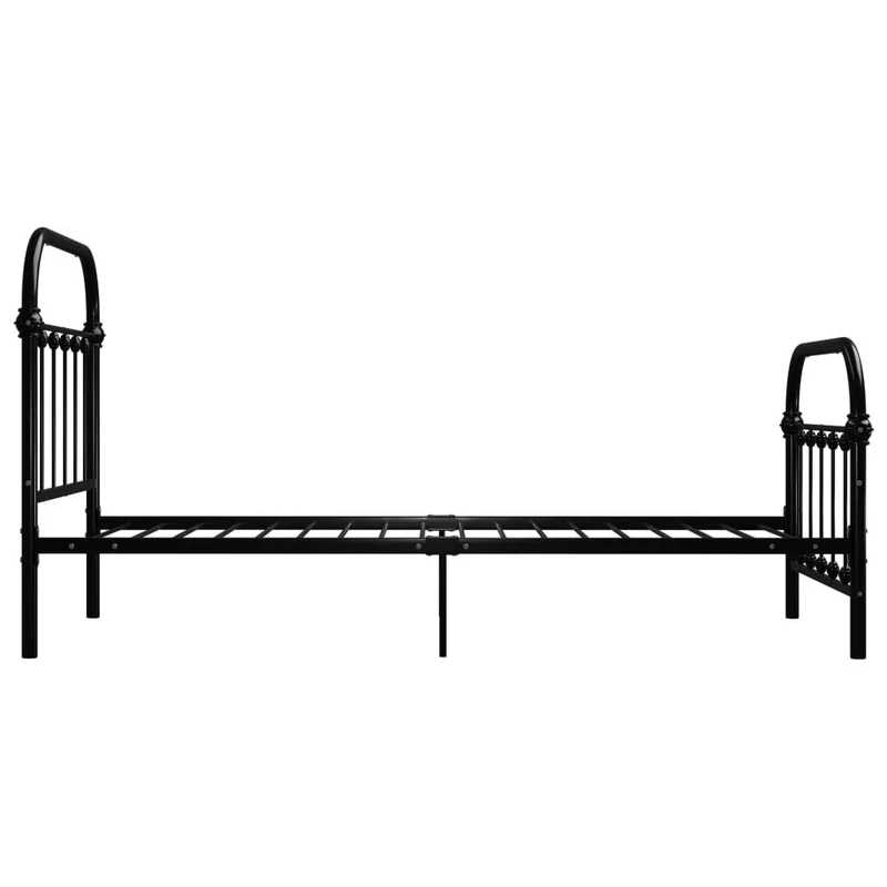 vidaXL Cadre de Lit Sommier à Lattes Lit Simple Lit Adulte Cadre à Lattes sur Pied Chambre à Coucher Maison Intérieur Noir Métal 100x200 cm