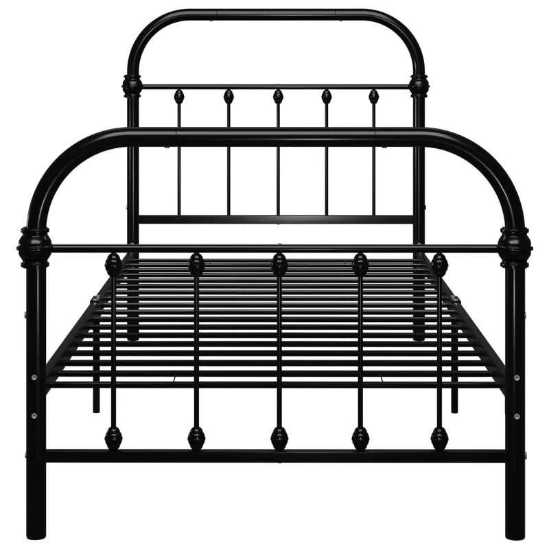vidaXL Cadre de Lit Sommier à Lattes Lit Simple Lit Adulte Cadre à Lattes sur Pied Chambre à Coucher Maison Intérieur Noir Métal 100x200 cm