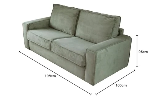 HOMIFAB Canapé Convertible 3 Places en Velours Fines côtes Vert - Ouverture Express - Couchage Quotidien - Matelas HD 140 x 190 - Mattia