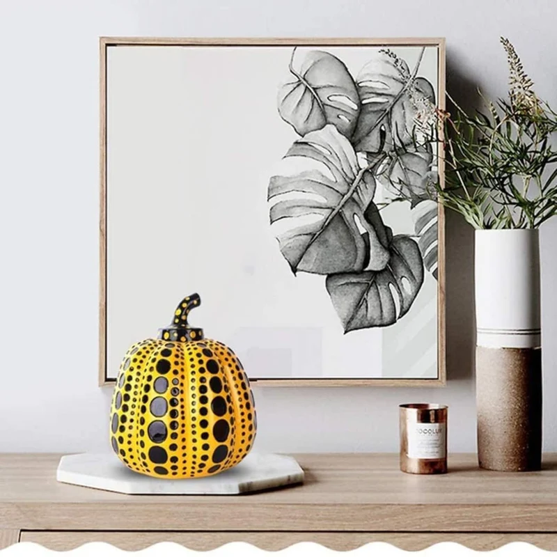 LGYKUMEG Yayoi Kusama Sculpture De Citrouille Statue Statue Ornement Botanical Jardin Décoration Artistes Modern Sculpture Dot Art Accueil Accessoires Accessoires De Bureau,Jaune