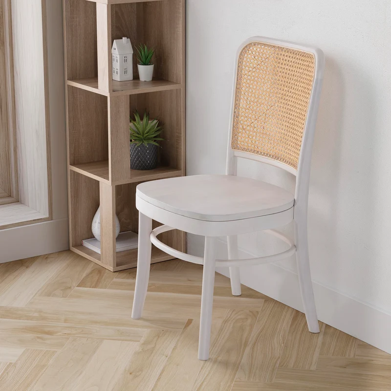 HOMN LIVING Pack de 2 chaises Vesta en Blanc, Bois Massif, 45 cm (Largeur) 51 cm (Profondeur) 88 cm (Hauteur)