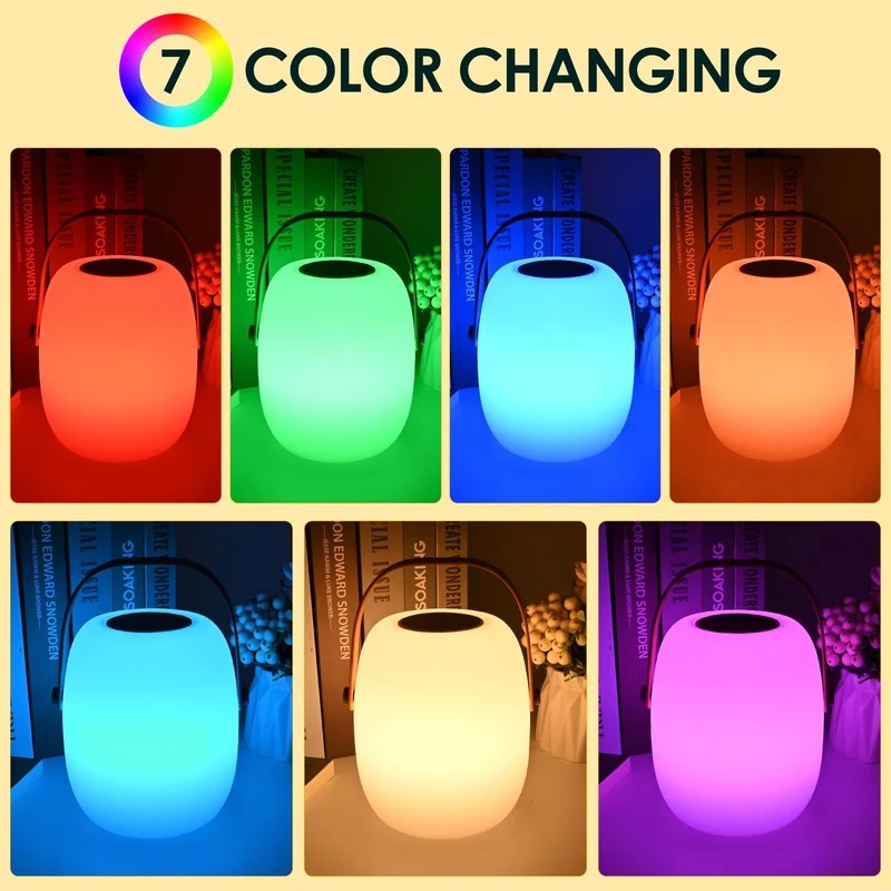 ZWOOS Lampe de Table Sans Fil Rechargeable, Portable LED RVB, pour Exterieur et Interieur avec Mode Scintillement de Bougie, Étanche IP54, avec Télécommande (Lampe musicale)