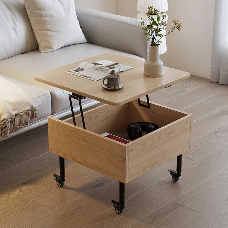 SCBTGKLN Table Basse à Plateau Relevable en Bois, Table D'appoint Mobile, avec roulettes et Compartiment Caché, Table Basse Relevable, Meubles de Salon for Petits Espaces(White)