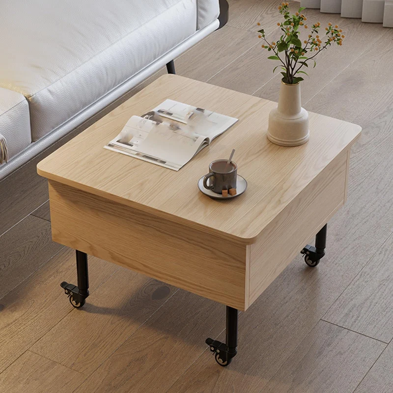 SCBTGKLN Table Basse à Plateau Relevable en Bois, Table D'appoint Mobile, avec roulettes et Compartiment Caché, Table Basse Relevable, Meubles de Salon for Petits Espaces(White)