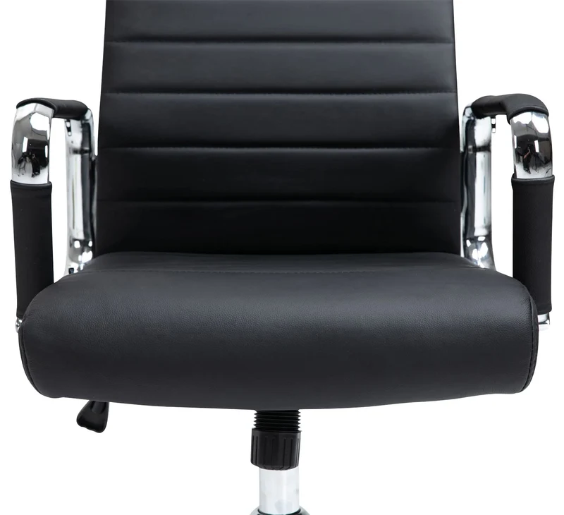CLP Chaise De Bureau Kolumbus en Véritable Cuir I Fauteuil De Bureau Réglable en Hauteur Pivotant Piètement Mécanisme A Bascule Intégré, Couleur:Noir