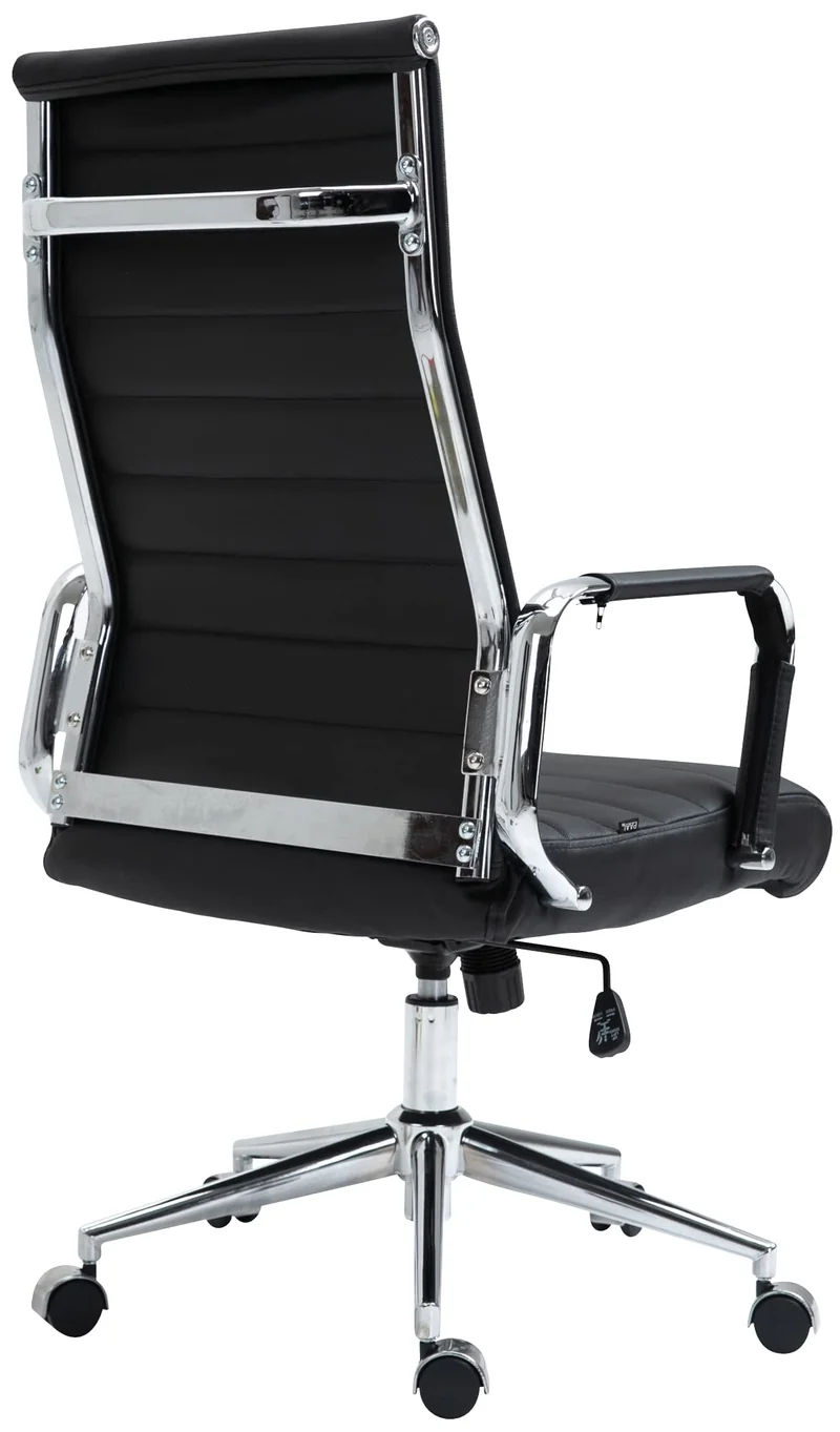 CLP Chaise De Bureau Kolumbus en Véritable Cuir I Fauteuil De Bureau Réglable en Hauteur Pivotant Piètement Mécanisme A Bascule Intégré, Couleur:Noir