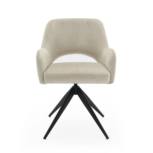 Lot de 2 Chaise de Salle à Manger Pivotante: Chaises Velours Salle à Manger avec Accoudoirs et Mémoire de Position - Pieds Métal Design Moderne & Confortable (Beige, 2er)