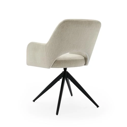 Lot de 2 Chaise de Salle à Manger Pivotante: Chaises Velours Salle à Manger avec Accoudoirs et Mémoire de Position - Pieds Métal Design Moderne & Confortable (Beige, 2er)