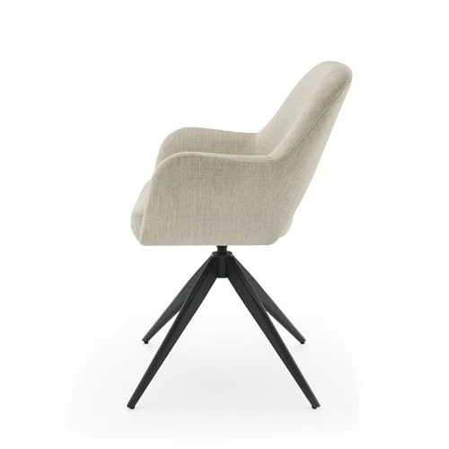 Lot de 2 Chaise de Salle à Manger Pivotante: Chaises Velours Salle à Manger avec Accoudoirs et Mémoire de Position - Pieds Métal Design Moderne & Confortable (Beige, 2er)