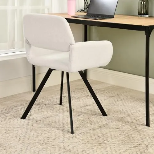 39F Furniture Dream Lot de 2 chaises de Bureau Modernes Beiges, Design pivotant, Fauteuil rembourré à 360° pour Cuisine, Bureau, Salon, Beige, 57 x 53 x 81,5 cm