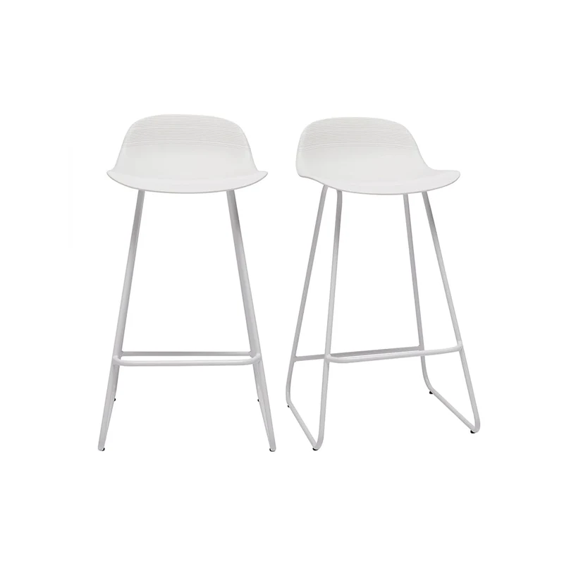 Miliboo Tabourets de Bar Design Blancs H65 cm (Lot de 2) Ella
