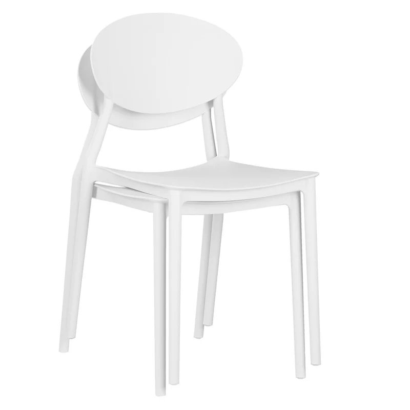 Homestyle4u Lot de 4 chaises de Jardin Blanches, chaises de Cuisine en Plastique, chaises empilables, Chaise de Balcon, Chaise d'extérieur