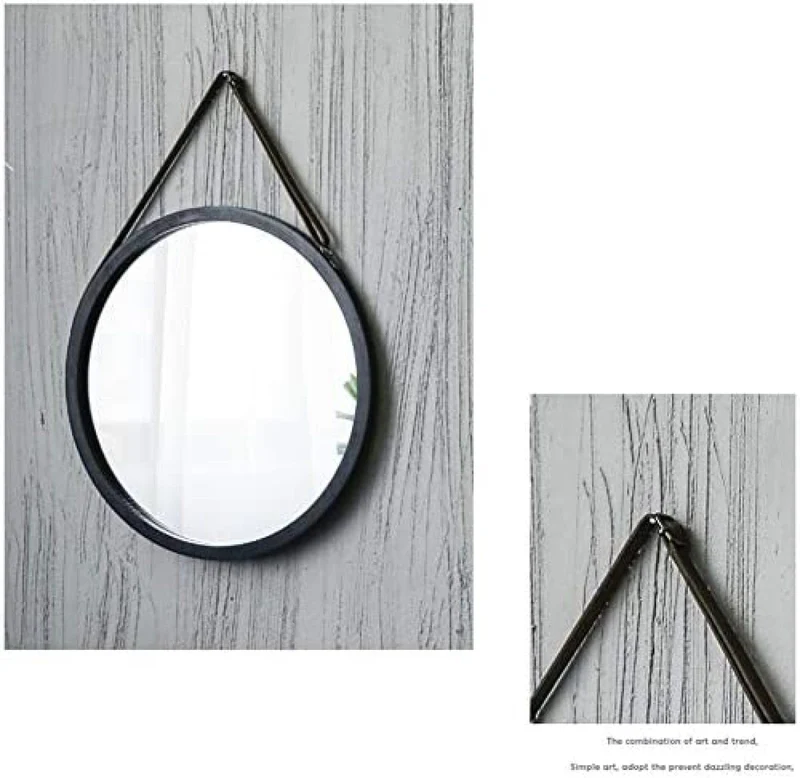 Daoyuan Miroir Mural Miroir de Salle de Bain Rond décoratif Suspendu Miroir Noir élégant et élégant Miroir de Maquillage Nordique