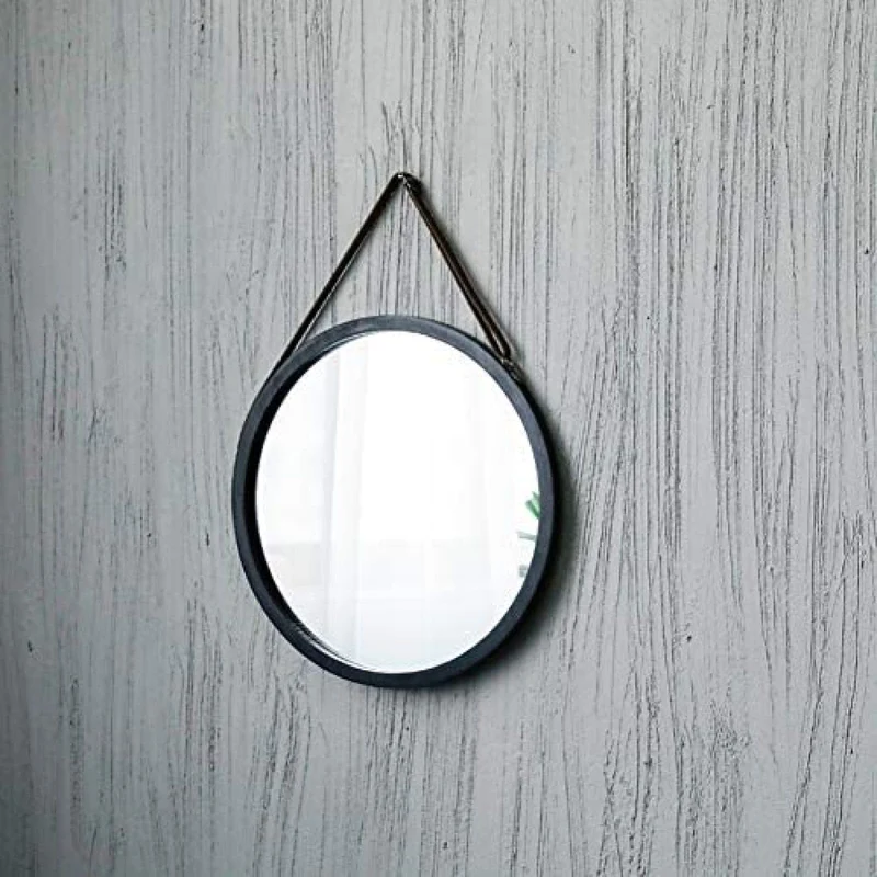 Daoyuan Miroir Mural Miroir de Salle de Bain Rond décoratif Suspendu Miroir Noir élégant et élégant Miroir de Maquillage Nordique
