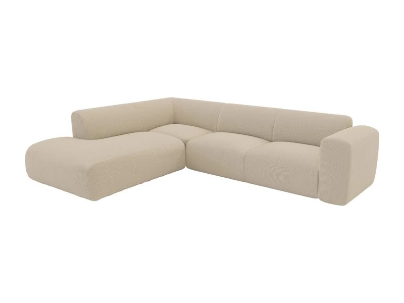 Vente-unique - Grand canapé d'angle Gauche avec Dossier méridienne en Tissu texturé Beige POGNI de Maison Céphy