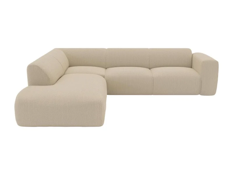 Vente-unique - Grand canapé d'angle Gauche avec Dossier méridienne en Tissu texturé Beige POGNI de Maison Céphy