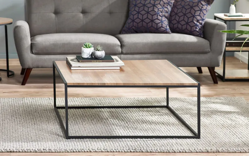 Julian Bowen Table basse carrée Tribeca, effet chêne Sonoma/noir