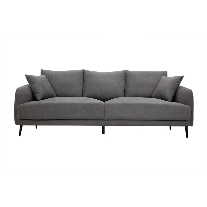 Miliboo Canapé Design 3 Places en Tissu Effet Velours Gris et métal Noir Jerry
