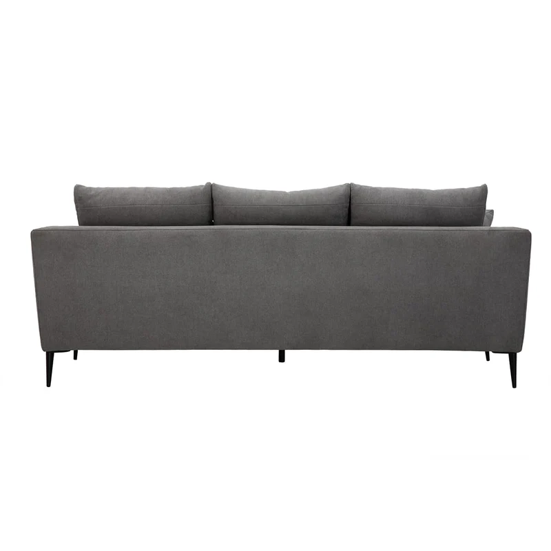 Miliboo Canapé Design 3 Places en Tissu Effet Velours Gris et métal Noir Jerry