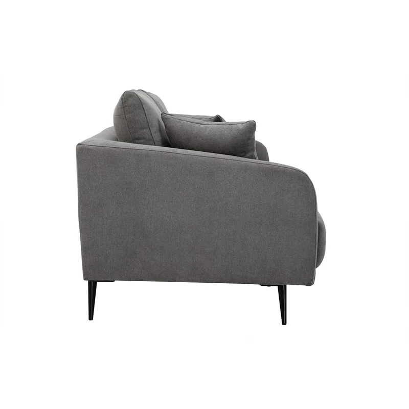Miliboo Canapé Design 3 Places en Tissu Effet Velours Gris et métal Noir Jerry
