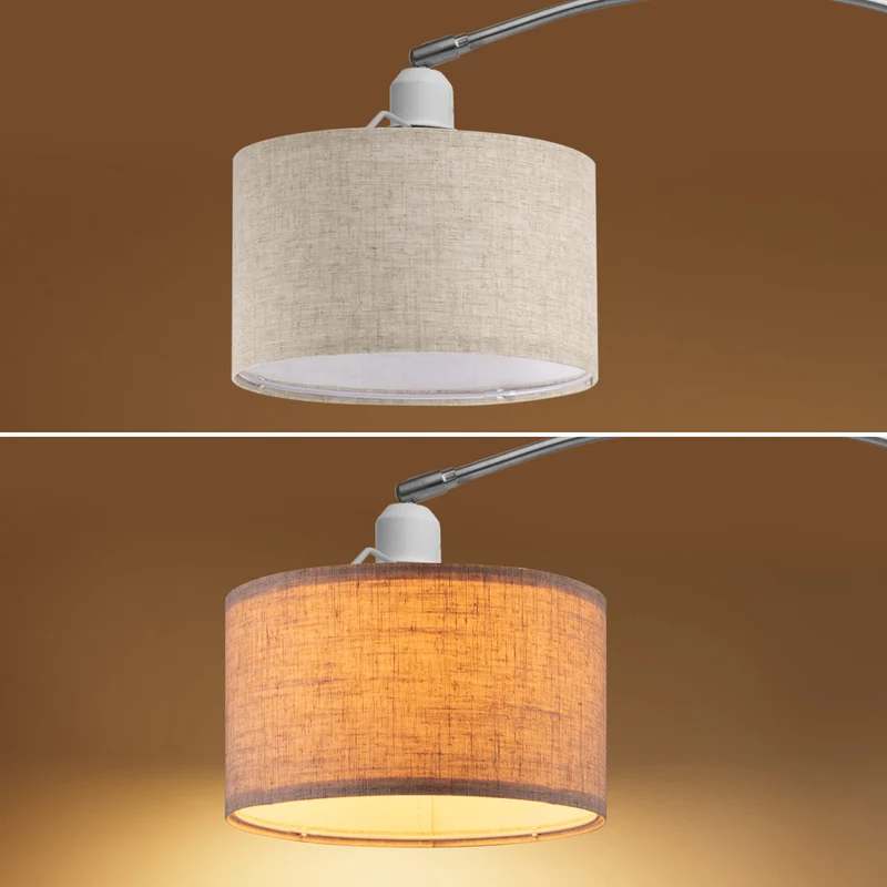Monzana Lampe à arc Lin socle en marbre abat-jour réglable 150-175 cm interrupteur pied E27 salon lampe à arc lampe sur pied