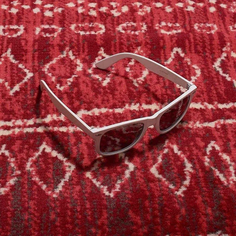 1A2T - Tapis Berbere Salon 140x200 cm Rouge - Tapis Design Scandinave Moderne Tapis Jute Geometrique - Tapis Berbére à Poils Ras Idéal pour Le Salon, 3108
