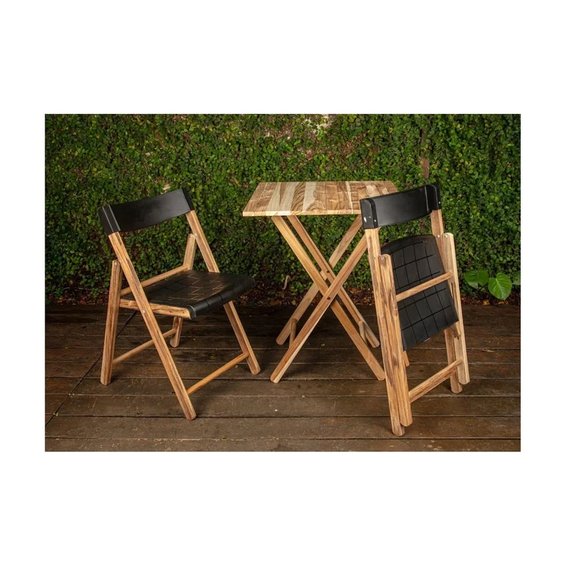Tramontina - Chaise Pliante Teck et Plastique Noir