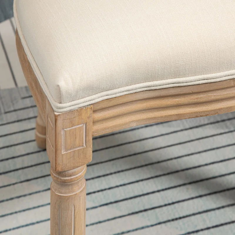 HOMCOM Lot de 2 chaises de Salle à Manger - Chaise de Salon médaillon Style Louis XVI - Bois Massif sculpté, patiné - Dossier cannage - Aspect Lin Beige