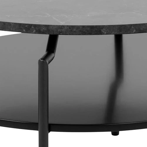Furniture To Go Table Basse Ronde Goldington Noire avec Effet marbre