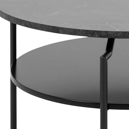Furniture To Go Table Basse Ronde Goldington Noire avec Effet marbre