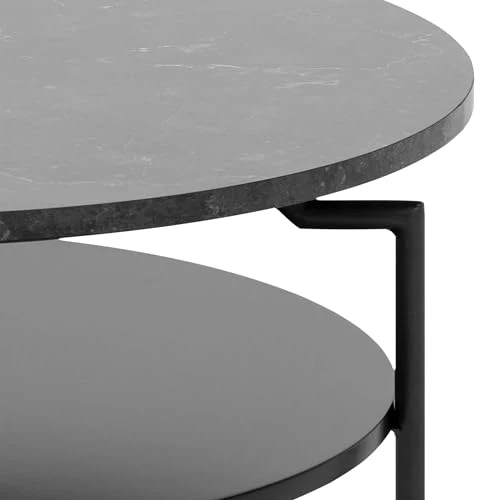 Furniture To Go Table Basse Ronde Goldington Noire avec Effet marbre