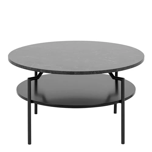 Furniture To Go Table Basse Ronde Goldington Noire avec Effet marbre