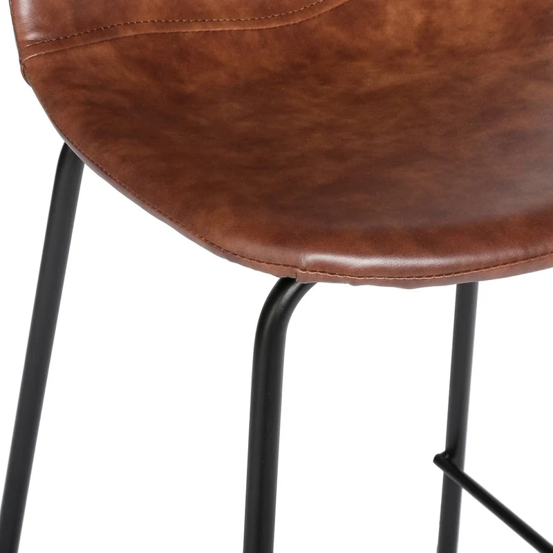 A.B.M. SARL Tabouret de Bar Marron en métal et revêtement en polyuréthane Vladi