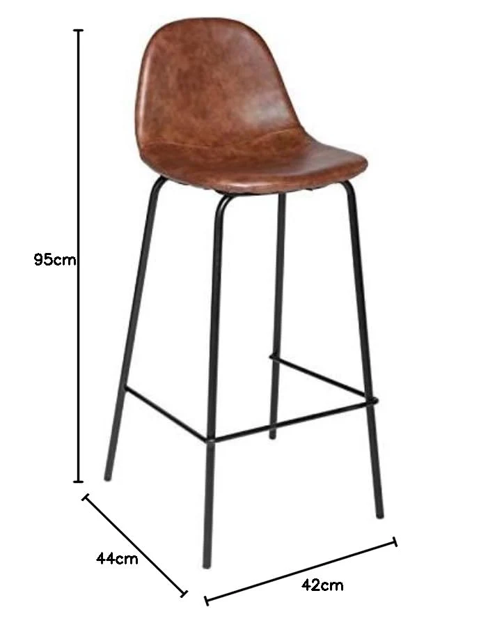 A.B.M. SARL Tabouret de Bar Marron en métal et revêtement en polyuréthane Vladi