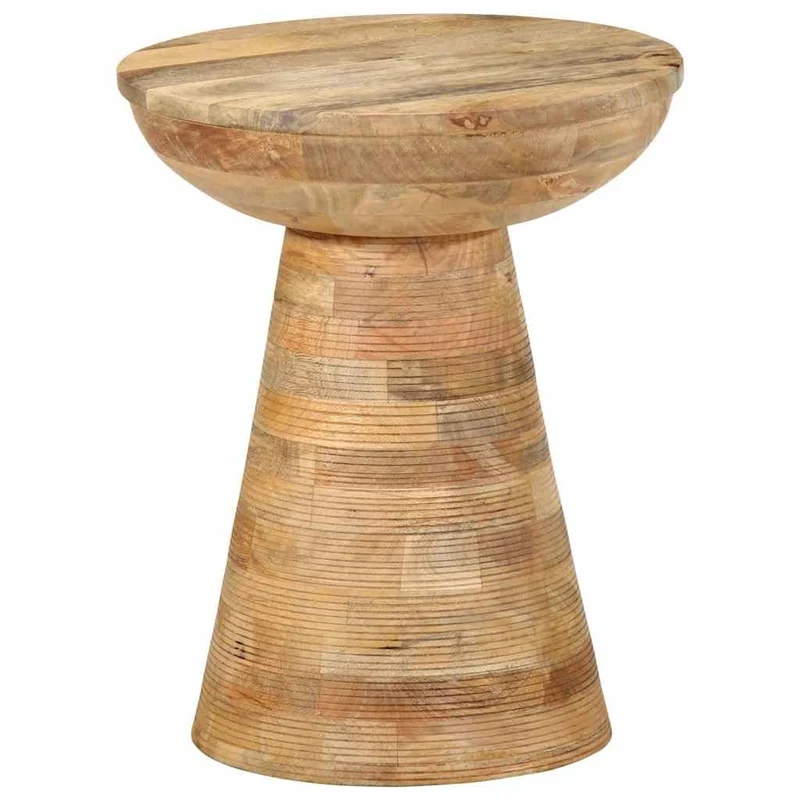 vidaXL Table d'appoint Ø37x45 cm Bois de manguier Massif, Bout de canapé, Table d'appoint de canapé, Table de Lampe, Table d'accent, Table Basse
