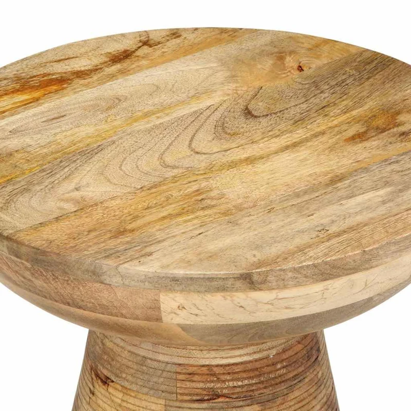 vidaXL Table d'appoint Ø37x45 cm Bois de manguier Massif, Bout de canapé, Table d'appoint de canapé, Table de Lampe, Table d'accent, Table Basse