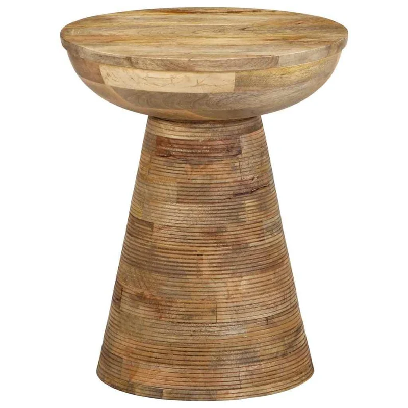 vidaXL Table d'appoint Ø37x45 cm Bois de manguier Massif, Bout de canapé, Table d'appoint de canapé, Table de Lampe, Table d'accent, Table Basse