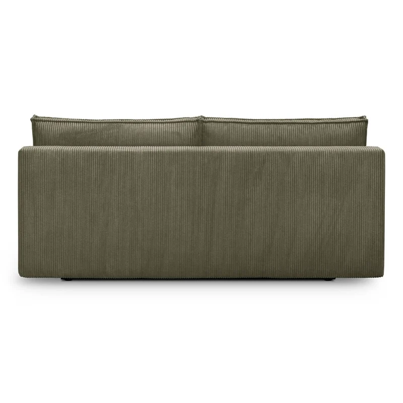 HOMIFAB Canapé Convertible 3 Places avec Coffre de Rangement en Velours côtelé Vert Kaki - Milla