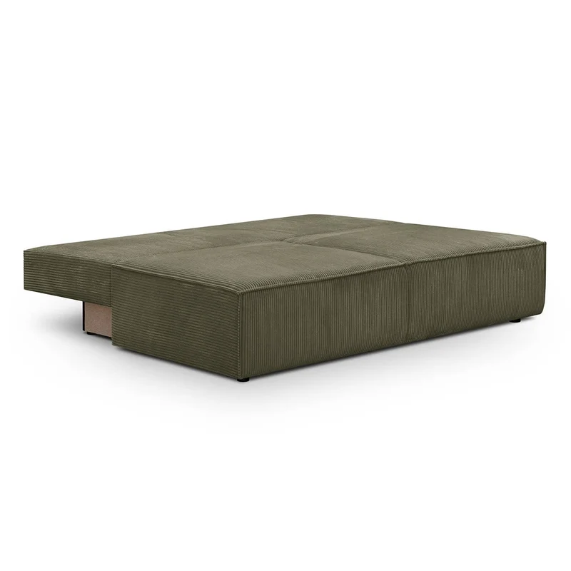 HOMIFAB Canapé Convertible 3 Places avec Coffre de Rangement en Velours côtelé Vert Kaki - Milla